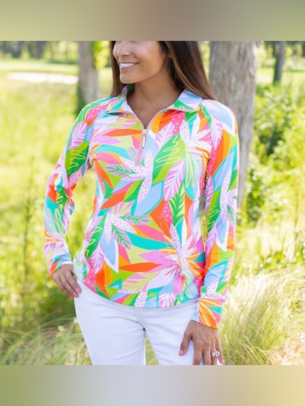 Mary Square half-zip top,  Hamptons Top or the Hamptons Get Tropical NWT Small